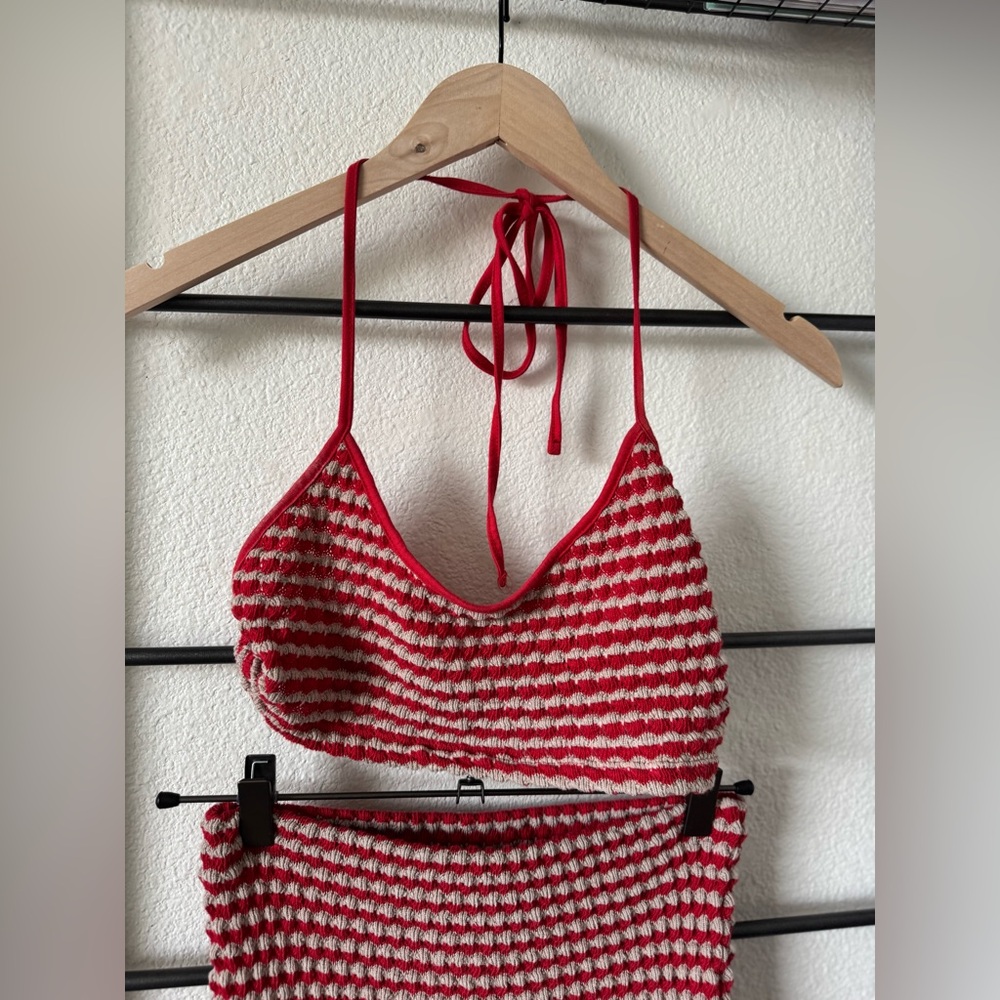 Free People Red and White Striped Maxi Skirt and Tank SET - Picture 5 of 8